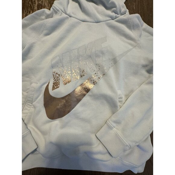 Nike womens White Rose Gold Cowl Neck Running Hoodie Sweatshirt Size Medium - Picture 5 of 12